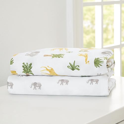 Delta Children Fitted Crib Sheets - Safari Friends 28x52 Inch Pack of 2