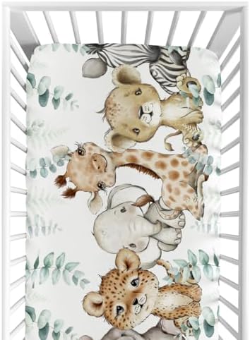 HawSkgFub Crib Sheet with African Animals Design 1
