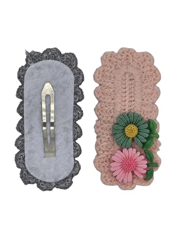 PINK TULIPS BOWTIQUE - 2 Knitted Hair Clips for Baby Girls