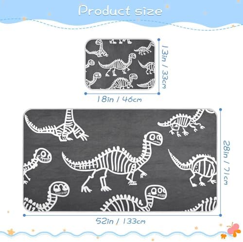 Cute Dinosaur Skeletons Cooling Baby Mattress Pad Cover 28x52 Reusable Protector