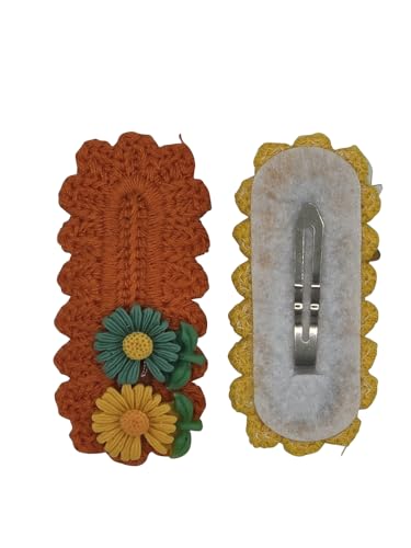 PINK TULIPS BOWTIQUE - 2 Knitted Hair Clips for Baby Girls