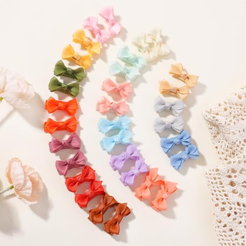 YHXX YLEN 52Pcs Mini Hair Clips with Bows for Babies and Toddlers