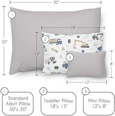 Sweet Jojo Designs Construction Truck Toddler Pillow 13x18