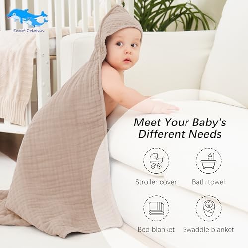 SWEET DOLPHIN Hooded Baby Towel - 2 Pack Brown