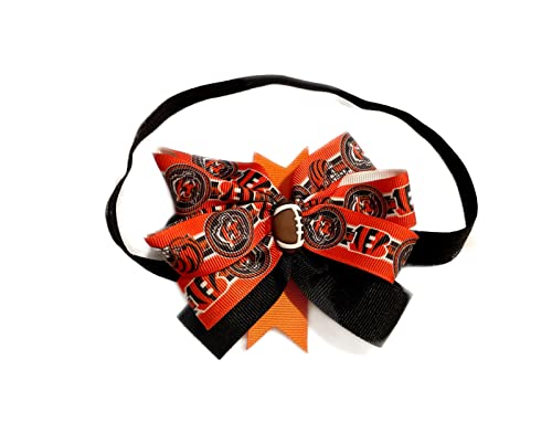 Handmade Bengals Baby Girl Bow Elastic Headband