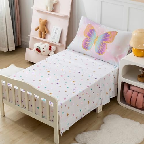 PINNKKU 4-Piece Toddler Bedding Set with Butterfly Design 1