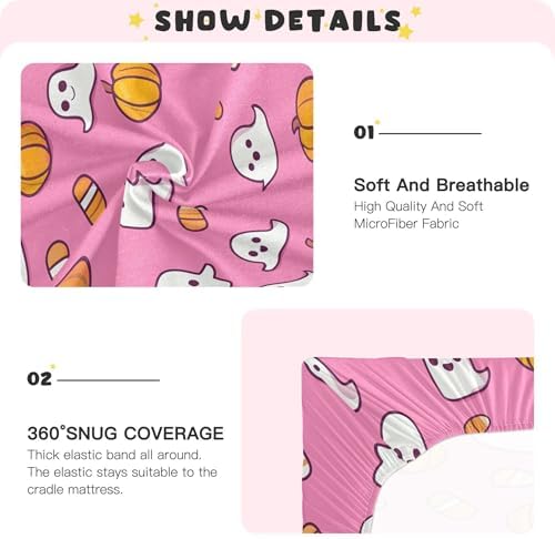 Qilmy Cute Ghosts Fitted Crib Sheet for Baby Soft and Breathable