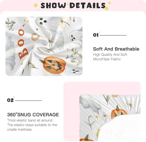 Qilmy Ghosts Pumpkin Crib Sheet for Girls and Boys