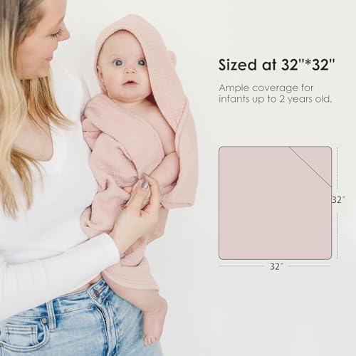 MairMore Muslin Baby Towels with Hood 32x32 Inches 100 Cotton
