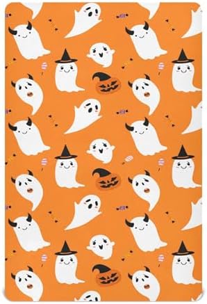 Qilmy Halloween Ghosts Fitted Crib Sheet for Baby Soft and Breathable