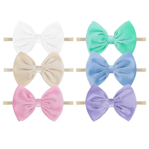 YanJie Velvet Baby Headbands 6 Pack for Newborn Girls
