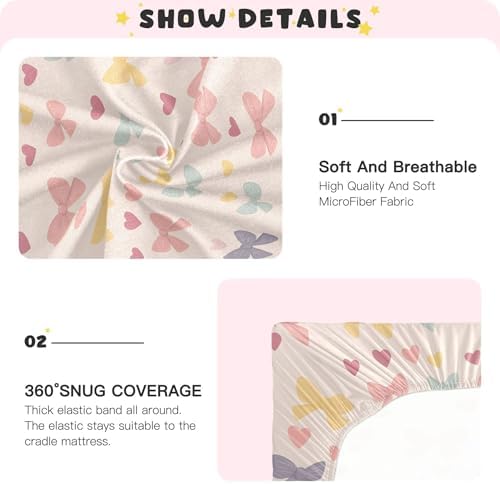 Qilmy Soft Breathable Crib Sheets with Bows for Babies
