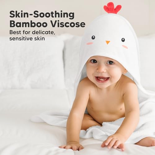 KeaBabies Hooded Towel - Bamboo Viscose Newborn Bath Towel with Hood