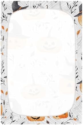 Qilmy Halloween Pumpkin Crib Sheet for Babies