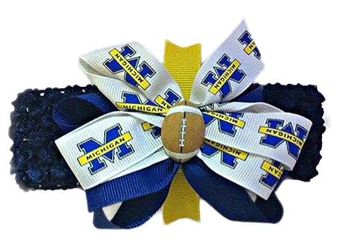 Michigan Baby Girl Boutique Bow Headband with Alligator Clip