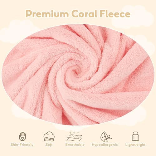 UNIMADE 4-Pack Hooded Baby Towels Soft Coral Fleece