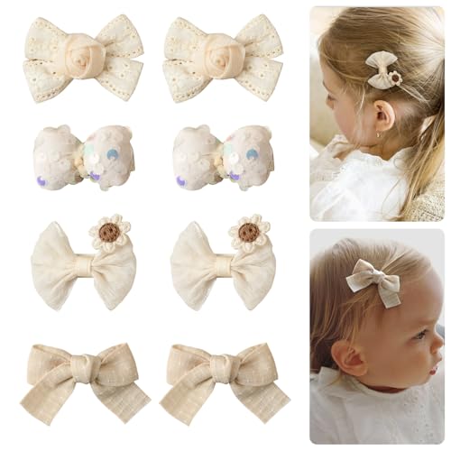 Baby Girls Hair Clips Set 8 Pcs Toddler Bows 2 Inch Handmade Barrettes