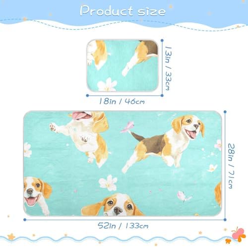 Funny Beagle Dog Turquoise Cooling Mattress Pad 28x52