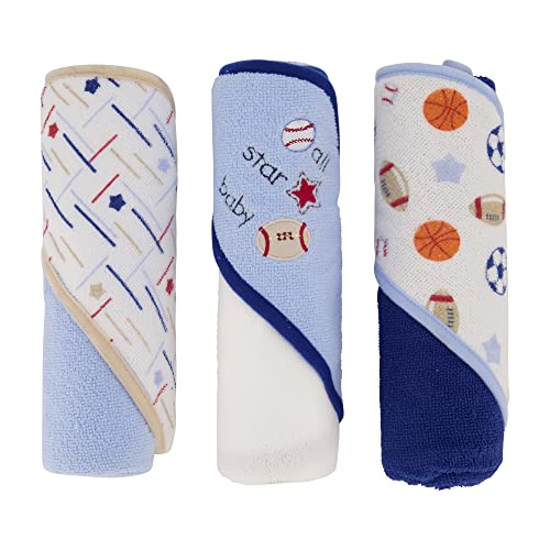Cudlie Buttons Stitches Hooded Towels 3 Pack All Star Print