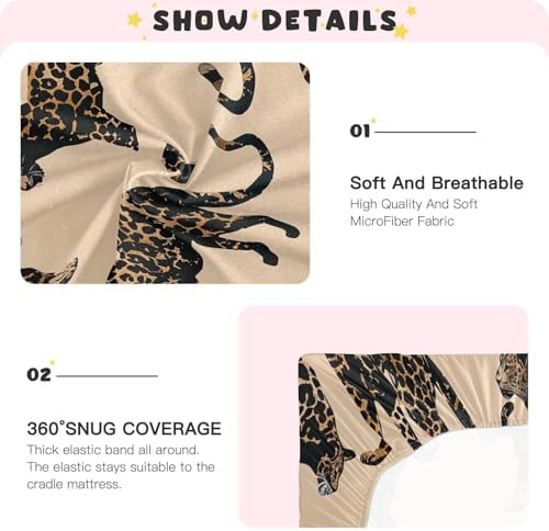 Wajiw Leopard Crib Sheets Soft Breathable Fitted 1