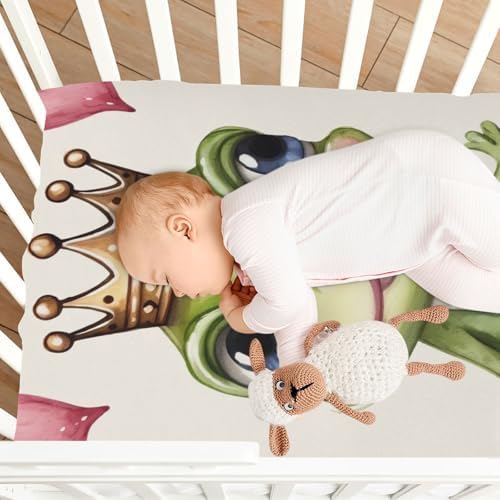 Wajiw Frog Crib Sheets for Girls Boys Soft Breathable Fitted Crib Sheet