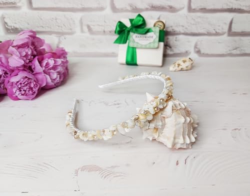 Handmade White Pearl Crystals Headband Crown