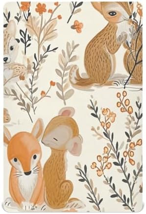 Wajiw Forest Animals Crib Sheets for Girls and Boys