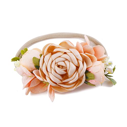 4 PCS Baby Girls Soft Nylon Headbands with Flowers
