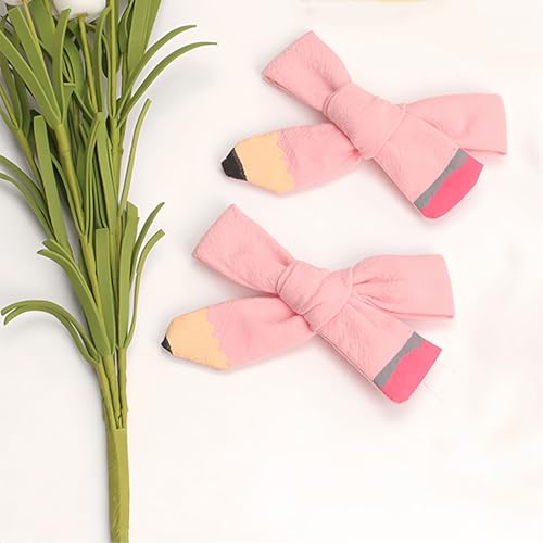 Vsdski Cute Pink Pencil Bow Hair Clips for Girls