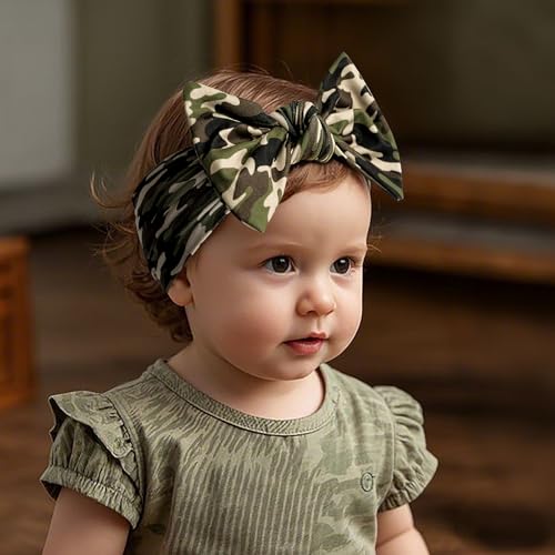 LemonSpace Leopard Camo Baby Headband with Bow