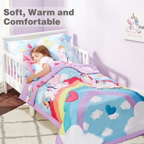 EVERYDAY KIDS 4 Piece Toddler Bedding Set - Unicorn Dreams
