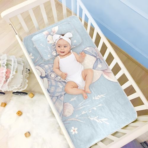 Blue Pastel Cooling Baby Mattress Pad Cover 28x52