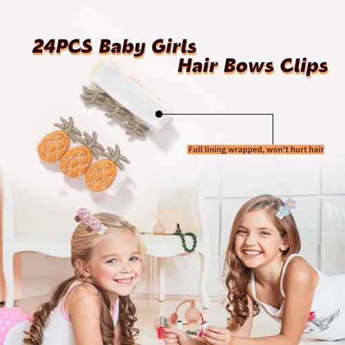 24 Pack Baby Girls Hair Clips with Fully Lined Barrettes