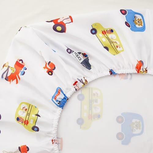 PINNKKU 4-Piece Toddler Bedding Set with Cars Road Design