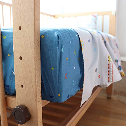 100 Cotton Crib Bedding Set Navy 3 Pcs