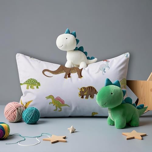 MAG 2 Pcs White Dinosaur Pillowcases 1