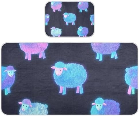 Cute Blue Neon Sheep Mattress Pad for Baby 28x52 Inches