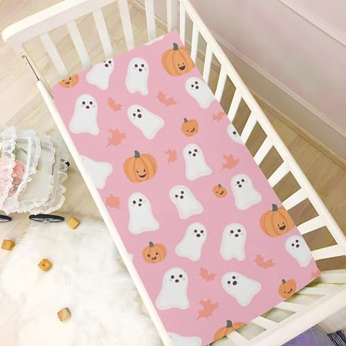 Qilmy Ghost Pattern Fitted Crib Sheet for Boys and Girls 28x52