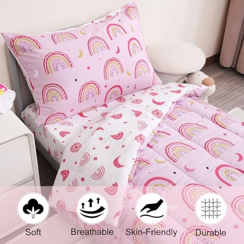 PHF 4 Piece Toddler Bedding Set with Rainbow Theme