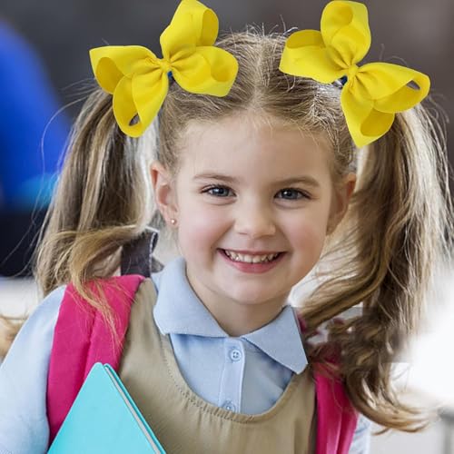 Yihurlm 4PCS 6 Big Hair Bows with Alligator Clips for Girls