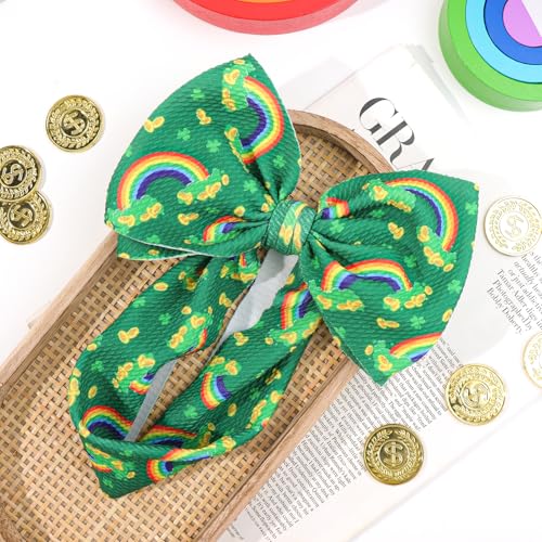 YanJie St Patricks Day Clover Headband with Green Bow