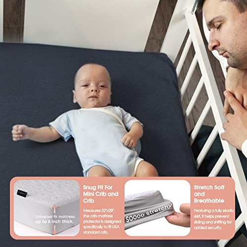 ACRABROS Waterproof Crib Mattress Protector Pad 2-Pack