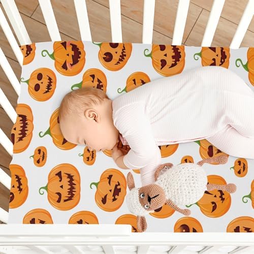 Qilmy Halloween Pumpkins Fitted Crib Sheet for Kids 1