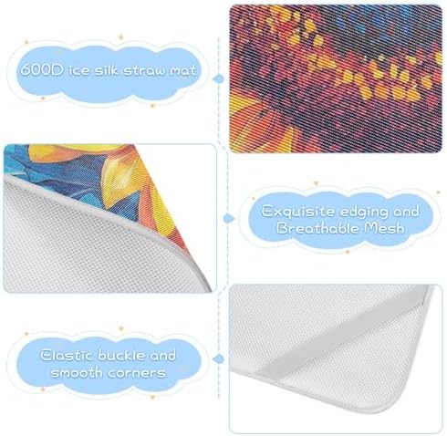Blue Cartoon Sunflower Cooling Mattress Pad for Baby Toddler