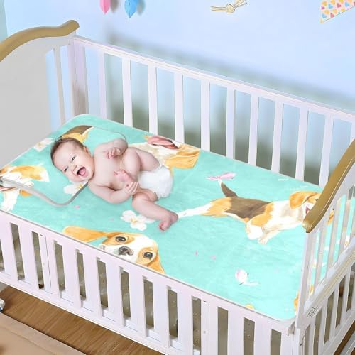 Funny Beagle Dog Turquoise Cooling Mattress Pad 28x52