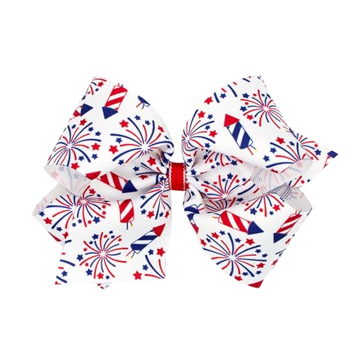 Wee Ones Girls Fourth of July Hair Bow with Clip