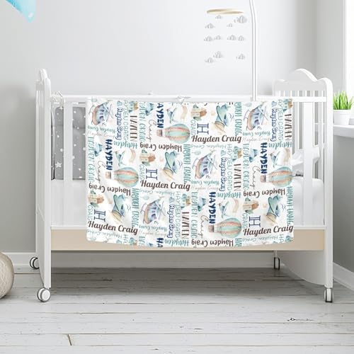 Custom Name Baby Blanket with Airplanes Design