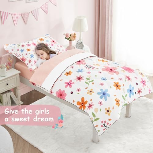 Cozyholy 4 Piece Floral Toddler Bedding Set