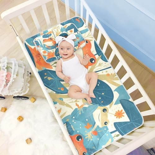 Fresh Spring Cute Frogs Cooling Baby Crib Mattress Pad 28x52