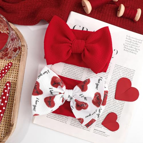 YanJie Red Pink Valentine Bow Headband for Baby Girl